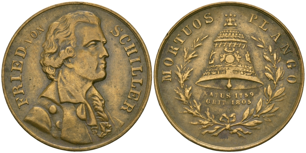 ГЕРМАНИЯ МЕДАЛЬ 1805 ФРИДРИХ ШИЛЛЕР (1759-1805), ДИАМЕТР 22 ММ. бронза 65-815