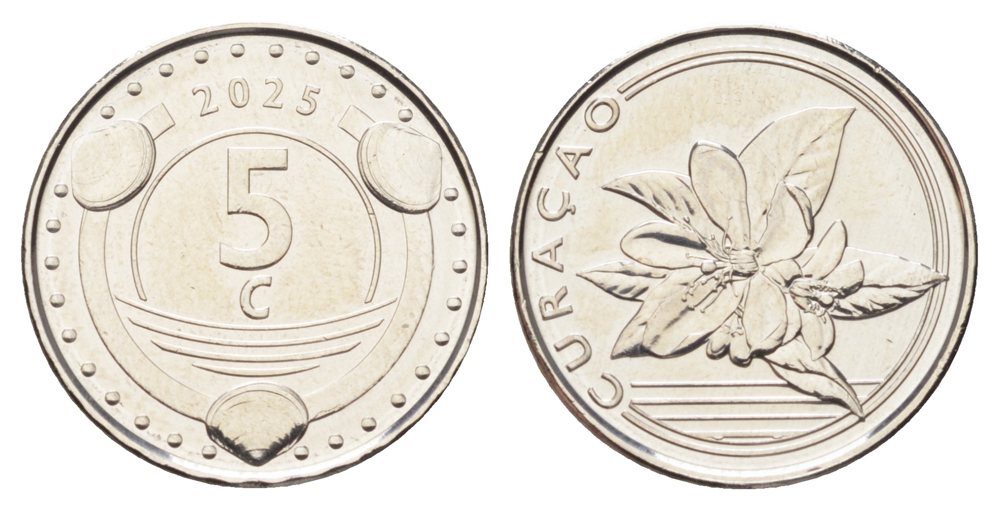 Кюрасао 5 центов 2025 король Виллем-Александр (2013- ) KM NEW никелированная сталь  UNC  M74-11