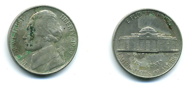 США 5 ЦЕНТОВ 1989 ДЖЕФФЕРСОН KM А192 медно-никель 46-2226