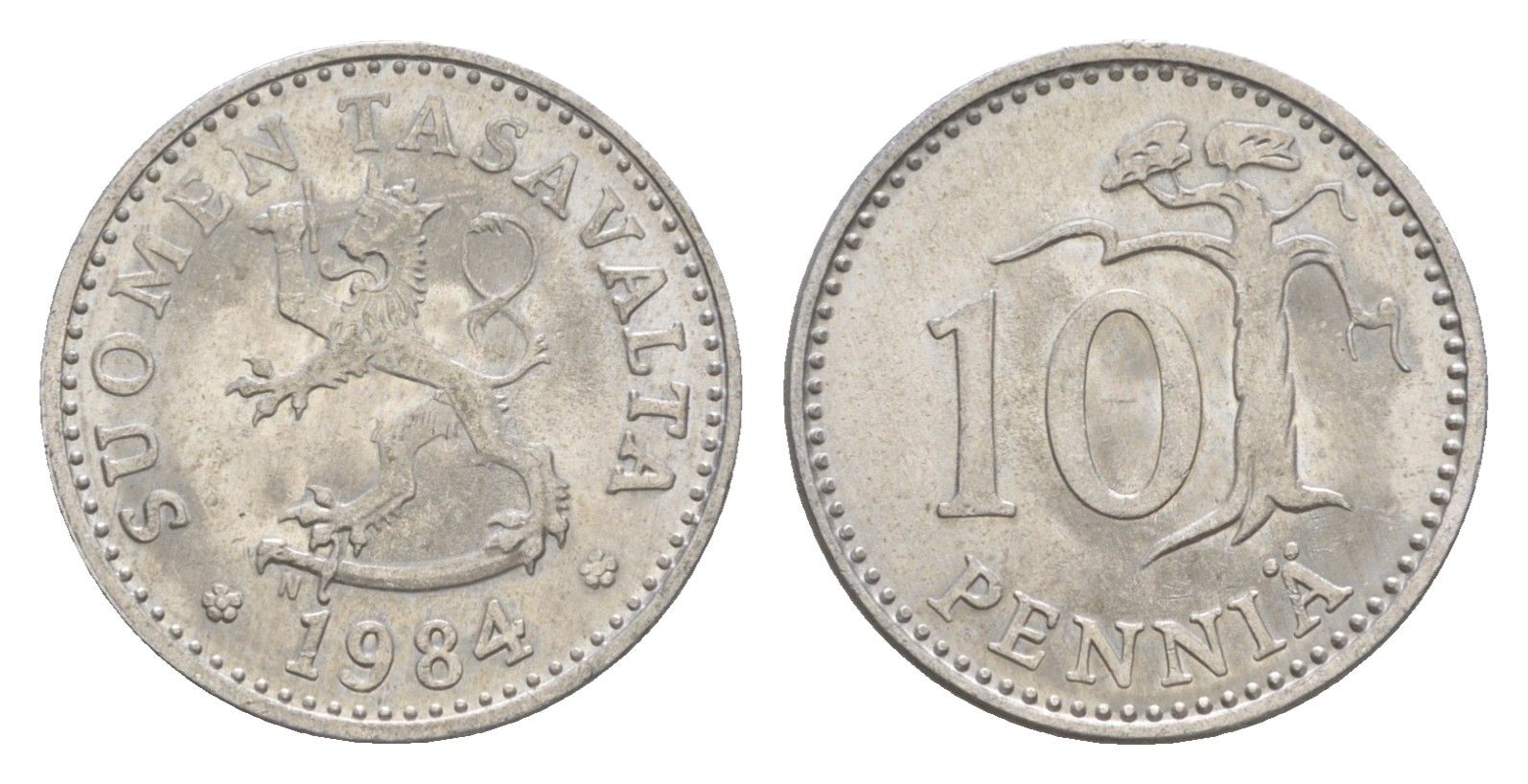 Финляндия 10 пенни 1984 KM 46a алюминий 4647-345