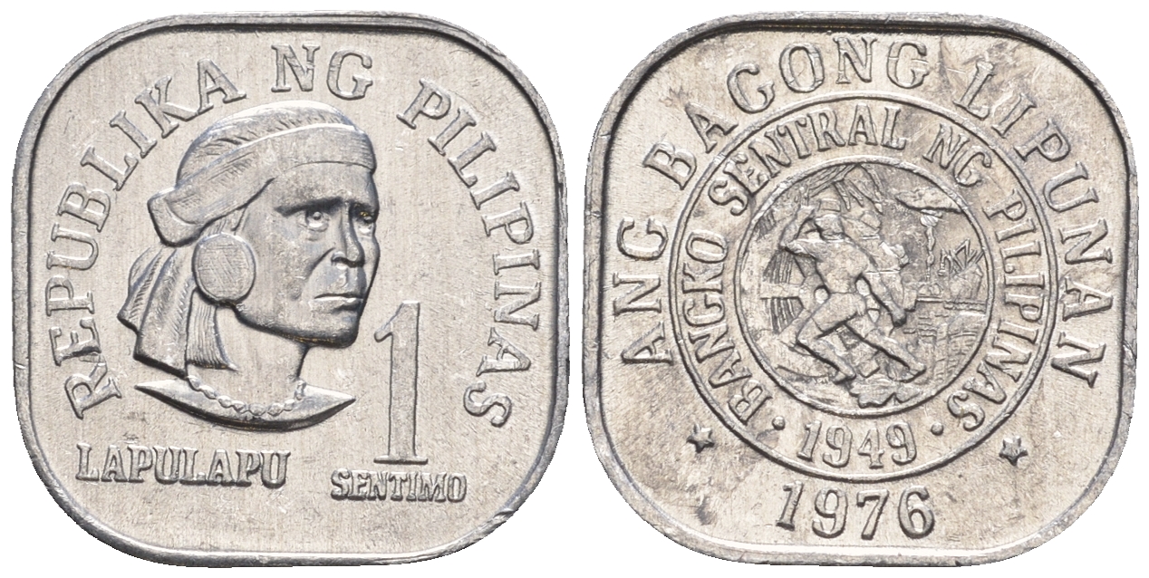 Филиппины 1 сентимо 1976 вождь острова Мактан Лапу-Лапу KM 205 алюминий  UNC  220-1152
