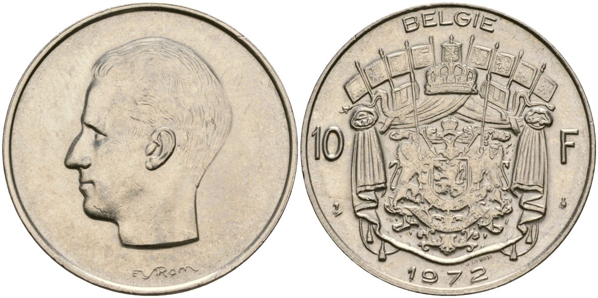 Бельгия 10 франков 1972 Belgie, Бодуэн I (1951-1993) KM 156.1 никель 4135-1032
