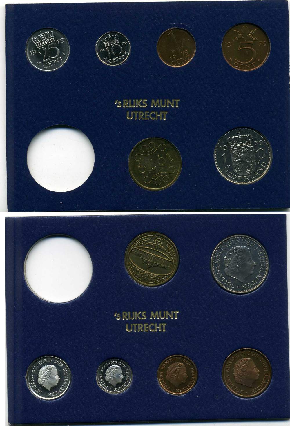 Нидерланды госнабор из 5 монет + жетон 1979 медно-никель UNC 7-5-1-35