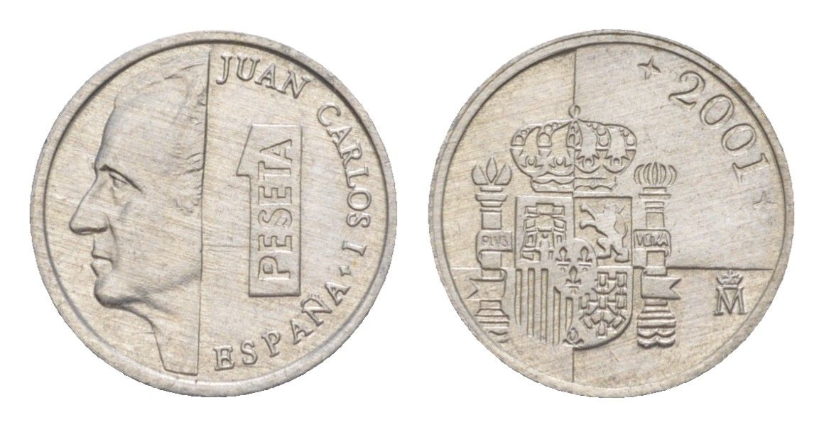 Испания 1 песета 2001 KM 832 алюминий 4632-342
