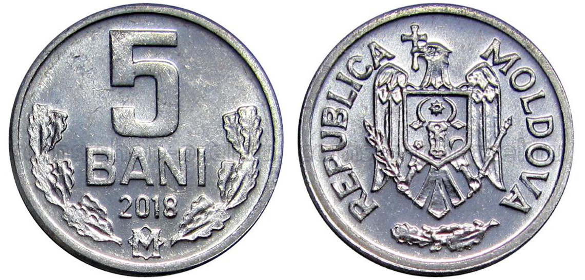 Молдова 5 бани 2018  KM 2 алюминий  UNC  M71-04