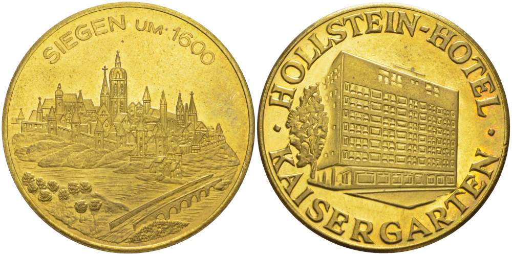 ГЕРМАНИЯ ЖЕТОН ND ОТЕЛЬ KAISERGARTENВ ЗЕМЛЕ ШЛЕЗВИГ-ГОЛЬШТЕЙН, ДИАМЕТР 33 ММ. жёлтый металл 4527-615