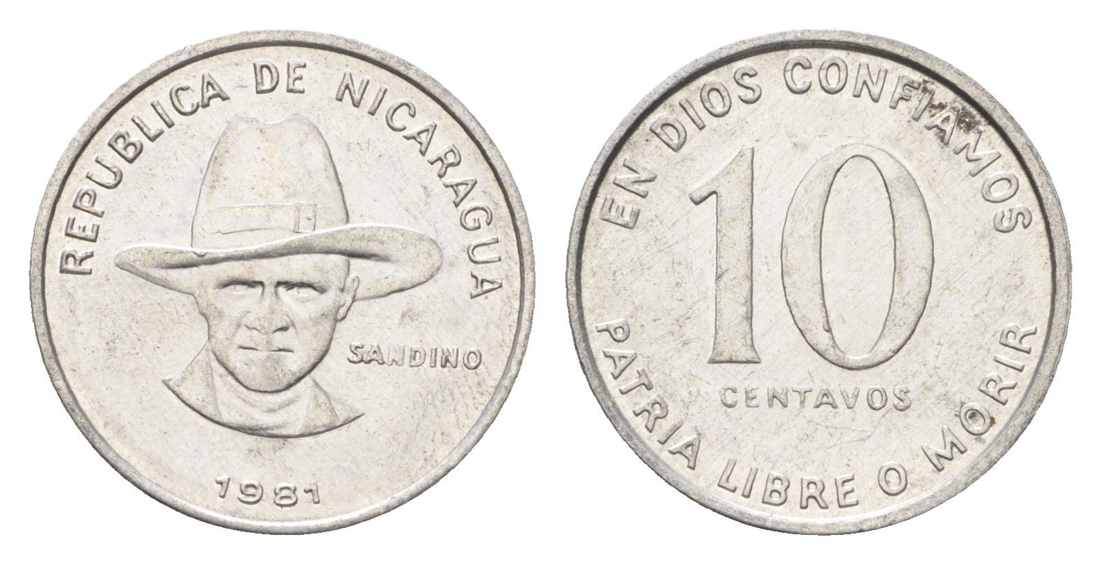 Никарагуа 10 сентаво 1981 год-тип KM 50 алюминий UNC 4668-816