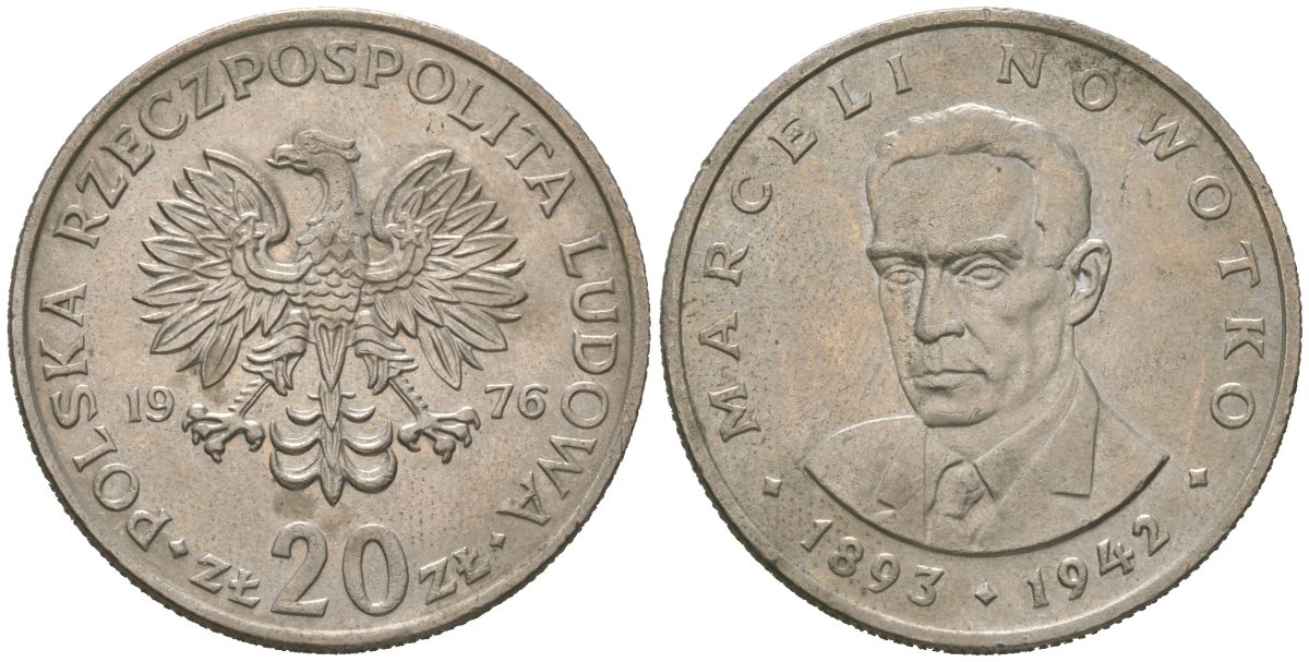 Польша 20 злотых 1976 MW, Марсель Новотко Y 69 медно-никель 4619-634
