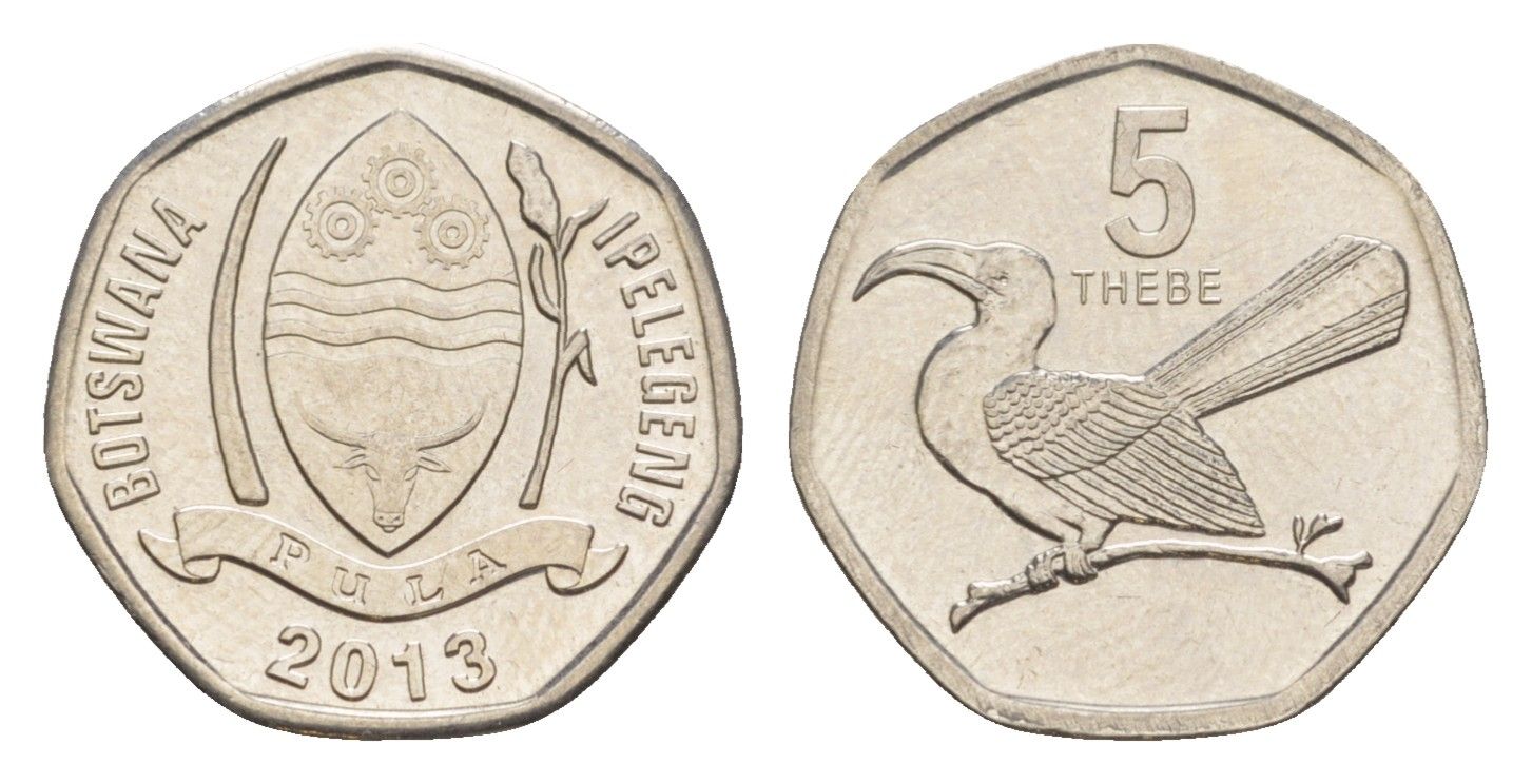 Ботсвана 5 тхебе 2013 KM 31 сталь плакированная никелем UNC 4387-729