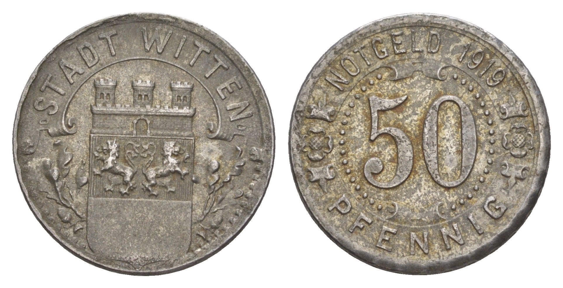 Виттен 50 пфеннигов 1919 Funck 604.6, Men05 27464.13, Men18 34499.13 железо 4584-544