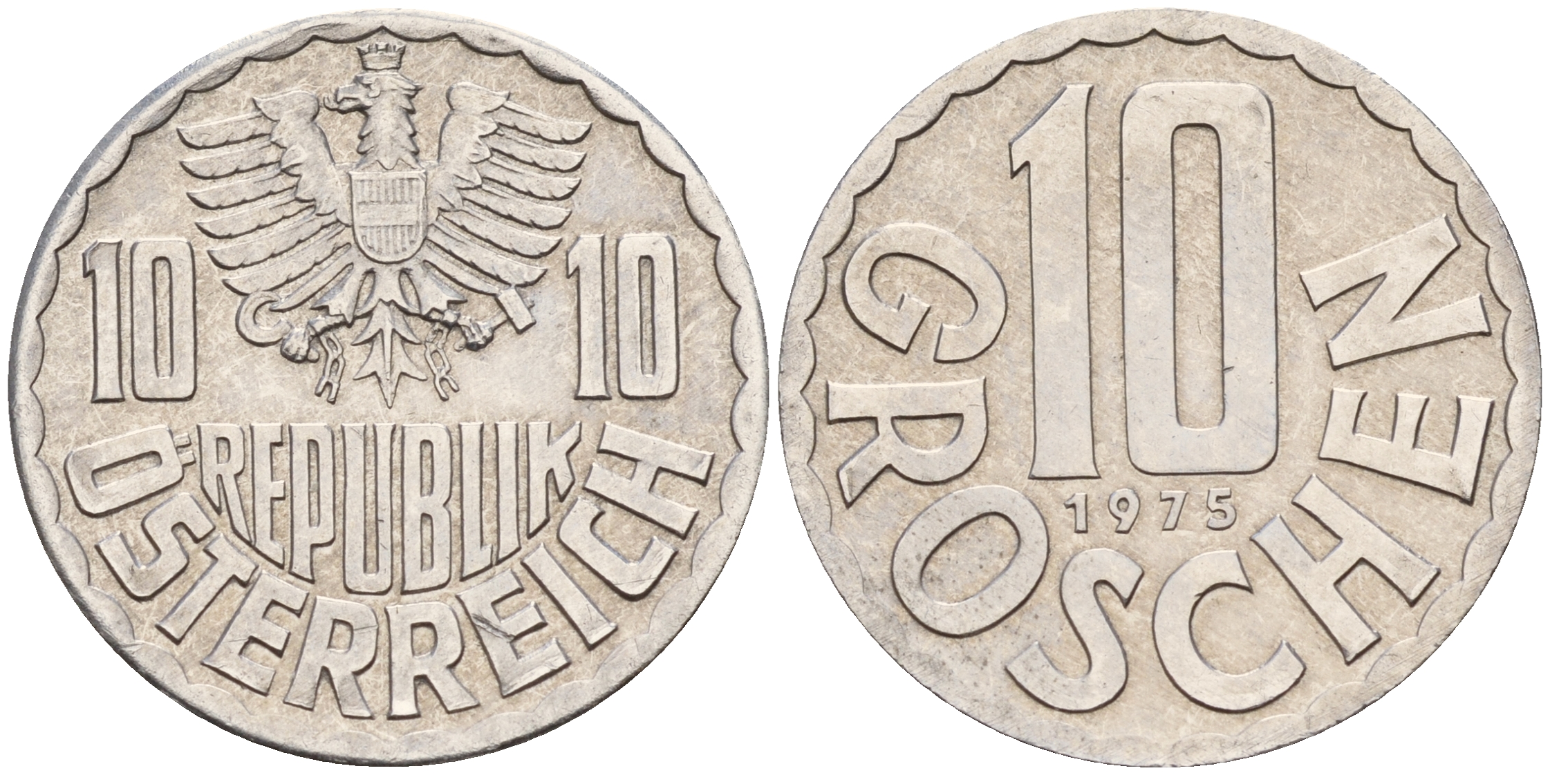 Австрия 10 грошей 1975  KM 2878 цинк    4189-244