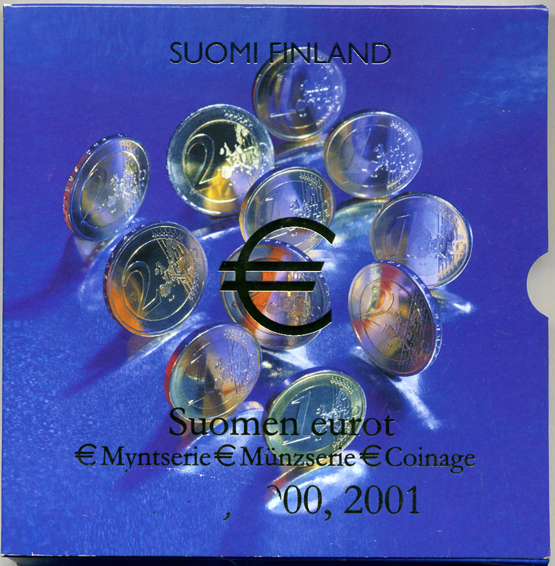 Финляндия набор из 3 евронаборов по 8 монет в каждом 1999, 2000, 2001 официальный набор в оригинальном буклете UNC 7-4-1-22