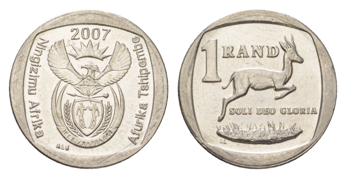 ЮАР 1 ранд 2007 KM 344 медь плакированная никелем 4627-458