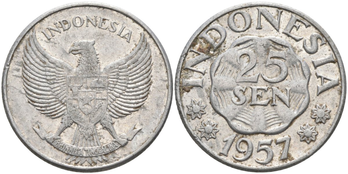 Индонезия 25 сен 1957 KM 11 алюминий 4593-334