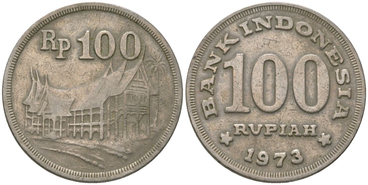 Индонезия 100 рупий 1973 KM 36 медно-никель 4605-111