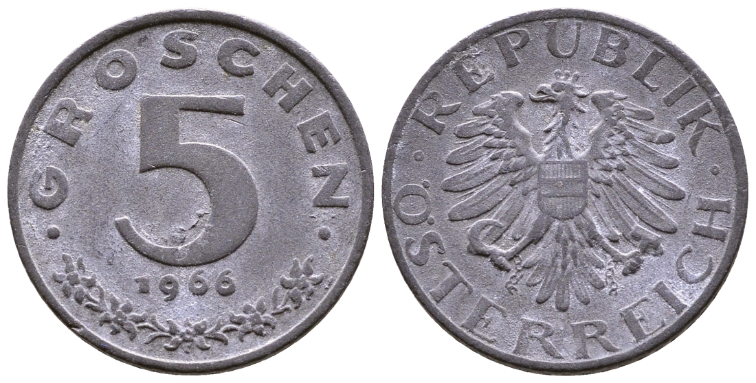 АВСТРИЯ 5 ГРОШЕЙ 1966 КМ 2875 цинк 35-141