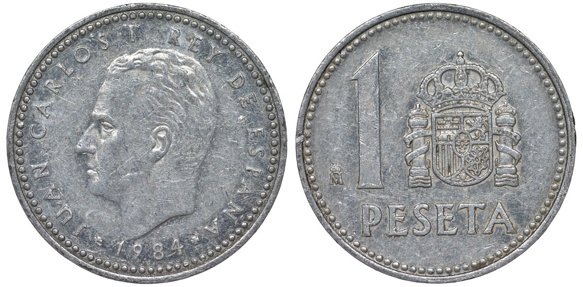 Испания 1 песета 1984 Хуан Карлос I (1975-2014) KM 821 алюминий 4128-1033