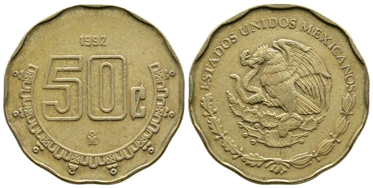 Мексика 50 сентаво 1992 KM 549 алюминиевая бронза 4385-434