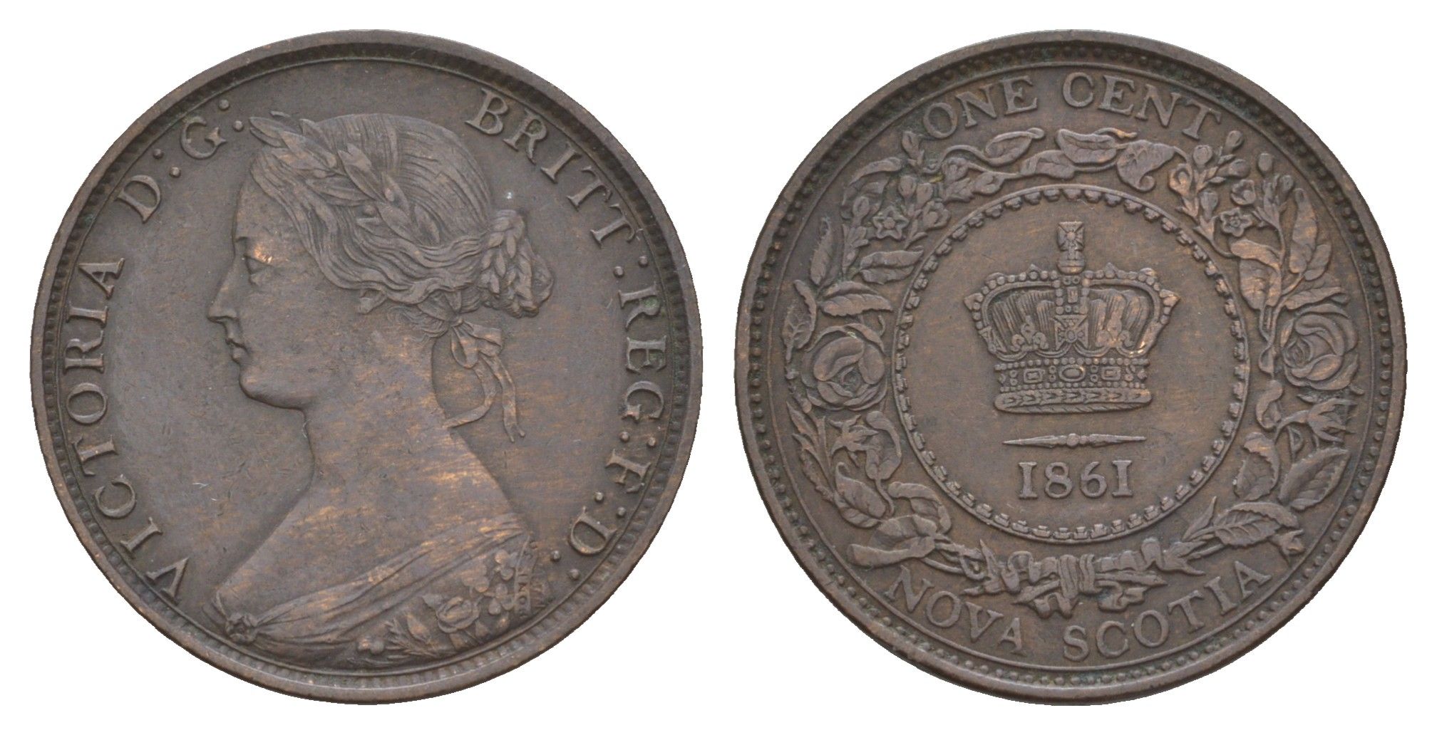 Канада, Новая Шотландия 1 цент 1861 Виктория (1837-1901) KM 8 бронза 1518-1323