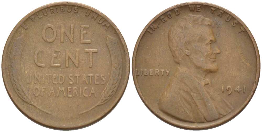 США 1 ЦЕНТ 1941 ЛИНКОЛЬН KM 132 бронза 218-414