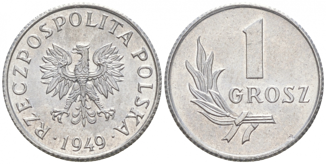 ПОЛЬША 1 ГРОШ 1949 KM 39 алюминий UNC 44-148