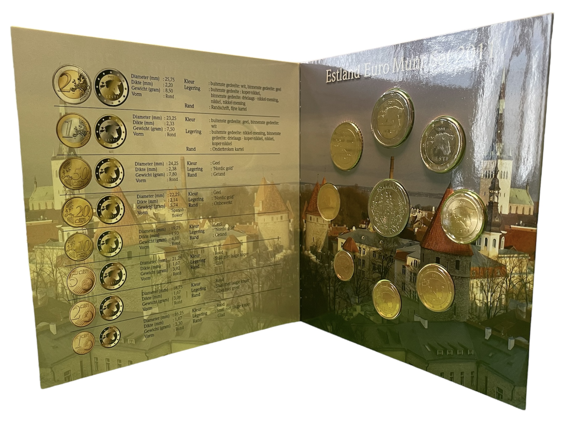 Эстония набор из 8 евромонет + жетон 2011 в красочном буклете  биметалл  UNC  1-6-1-12