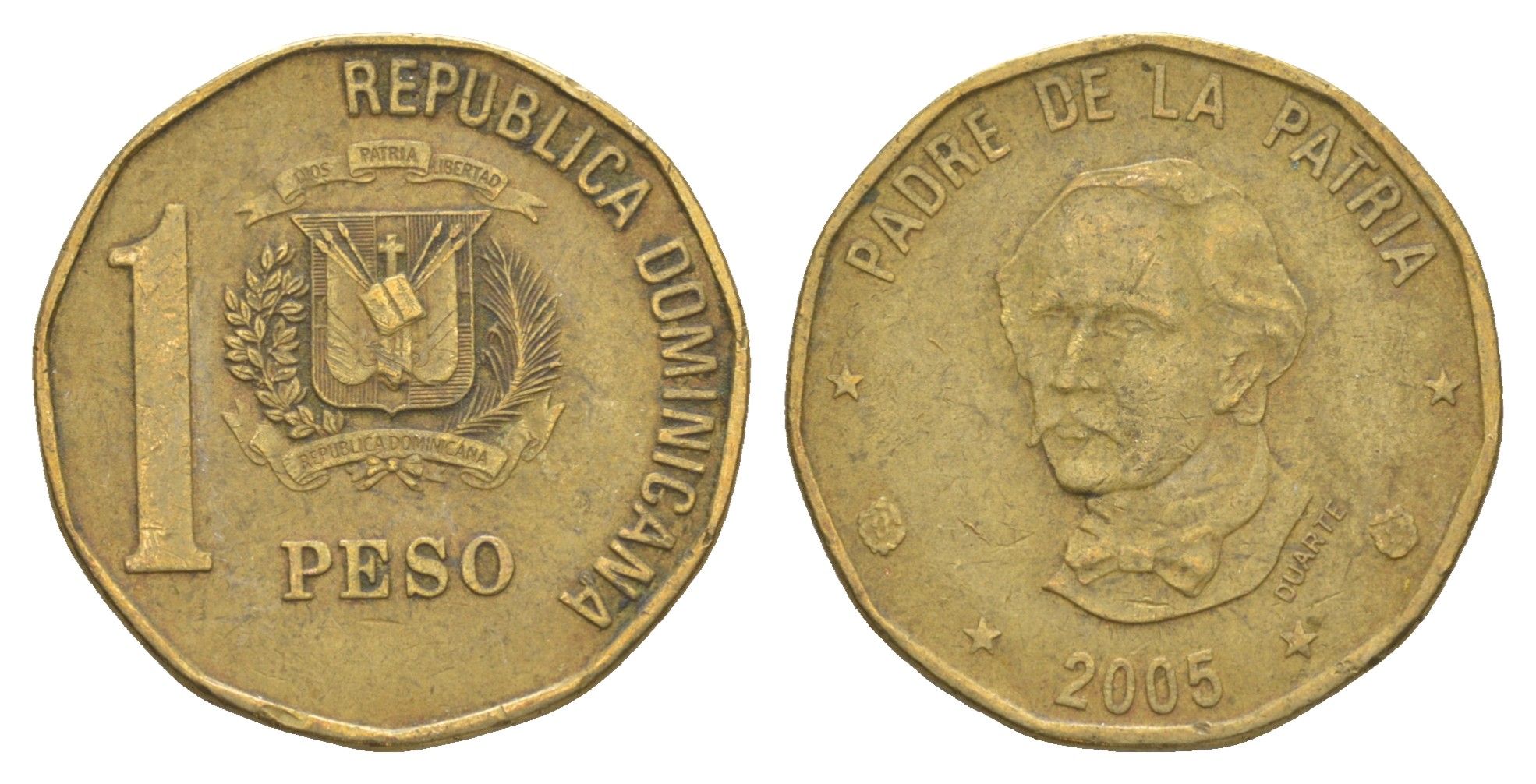 Доминиканская Республика (Доминикана) 1 песо 2005 KM 80.2 латунь 4638-253