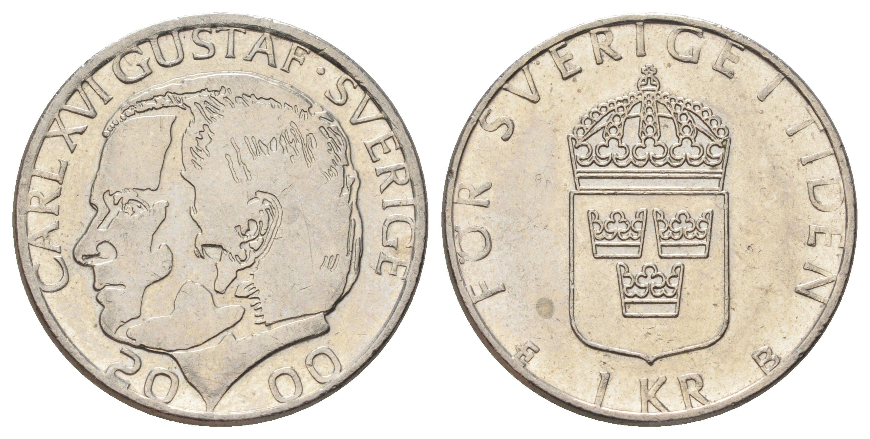 Швеция 1 крона 2000 Карл XVI Густав (1973-) KM 852a медно-никель 4671-355