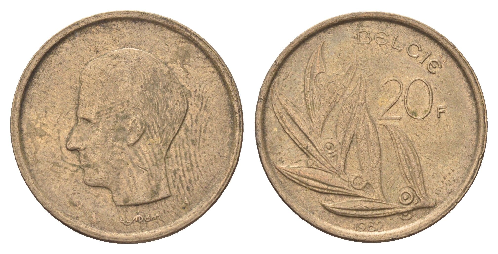 Бельгия 20 франков 1982 Belgie, Бодуэн I (1951-1993) KM 160 никель латунь 4706-111