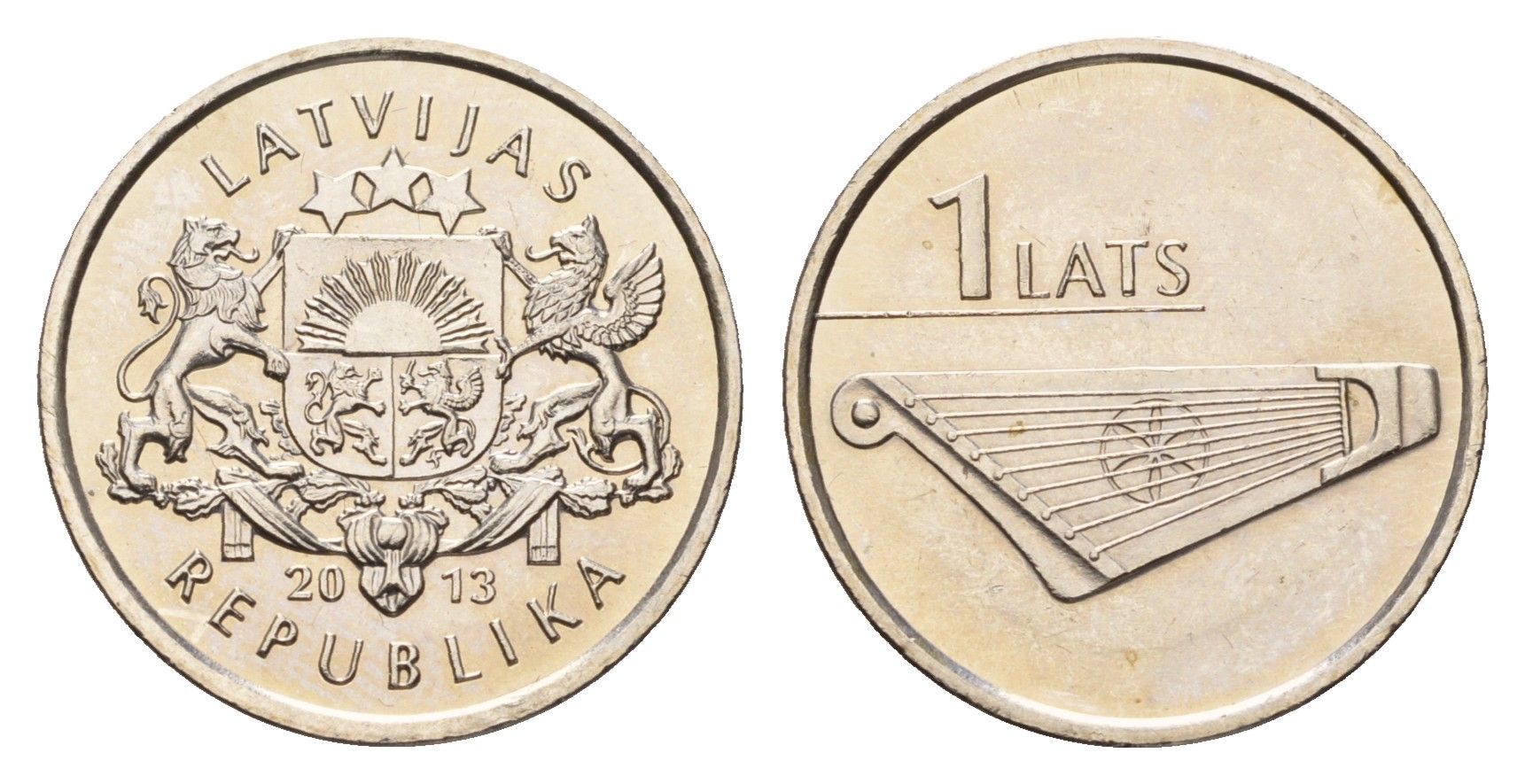 Латвия 1 лат 2013 Кокле KM 142 медно-никель UNC 4679-411