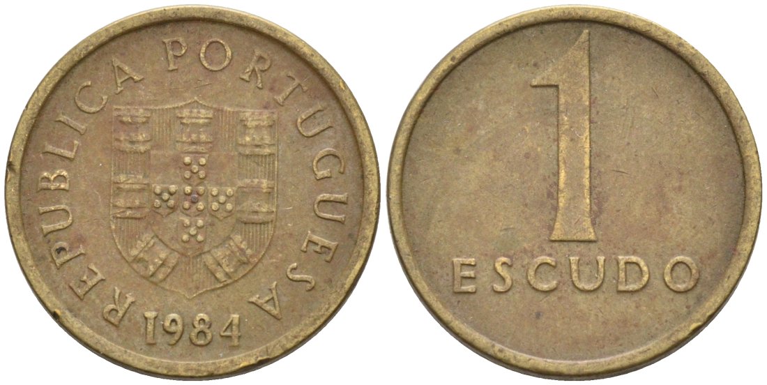 Португалия 1 эскудо 1984 KM 614 никель латунь 4567-429