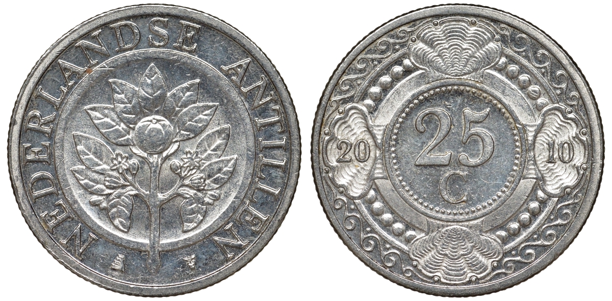 Нидерландские Антилы 25 центов 2010 Беатрикс (1980-2013) KM 35 никель плакированный сталью UNC 51-925