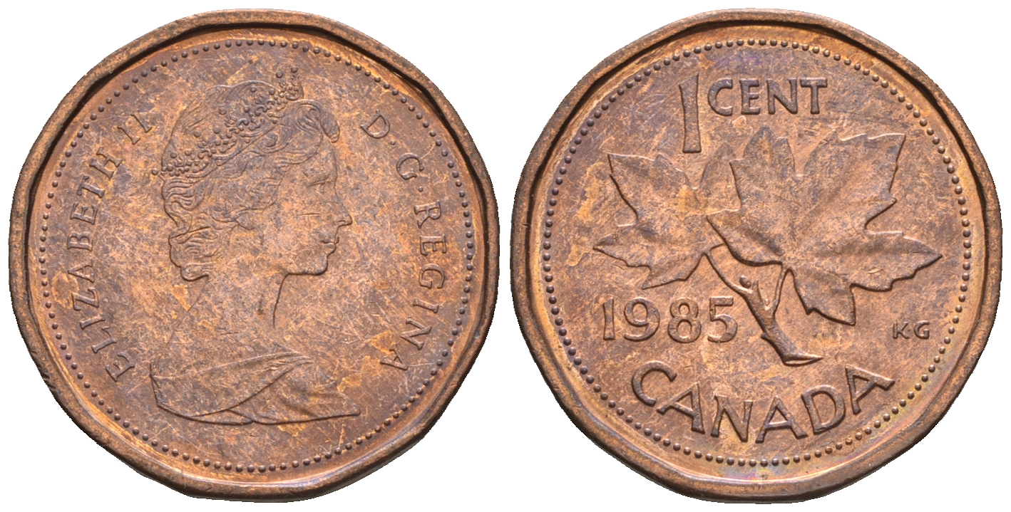 Канада 1 цент 1985 Елизавета II (1952-2022), кленовый лист KM 132 бронза 4609-216