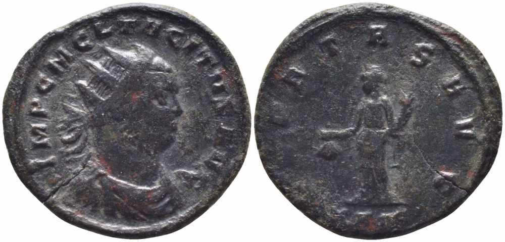 Римская Империя аврелианиан 276 Тацит VBERTAS AVG Рим Very fine RIC 95 бронза 1073-16-21