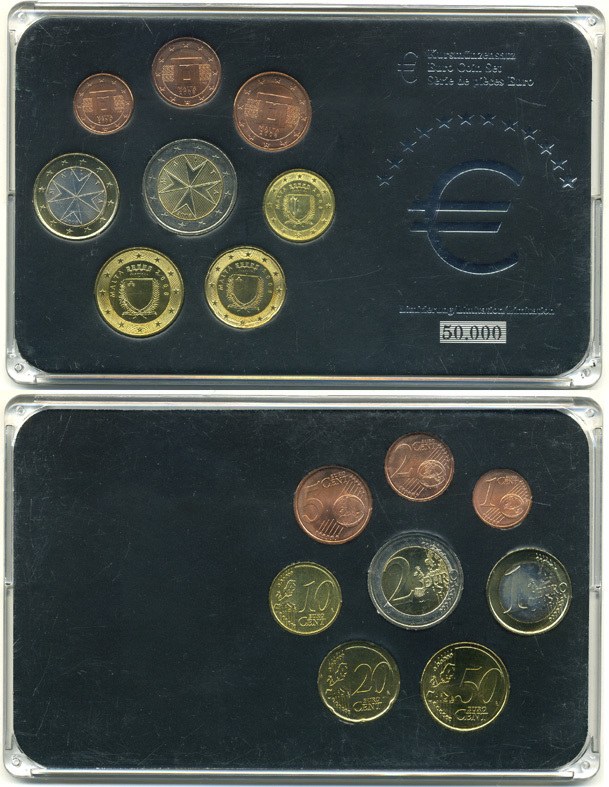 Мальта официальный набор из 8 монет (1, 2, 5, 10, 20 и 50 евроцентов; 1 и 2 евро) 2008  KM 125, 126, 127, 128, 129, 130, 131 и 132 UNC 7-4-1-10