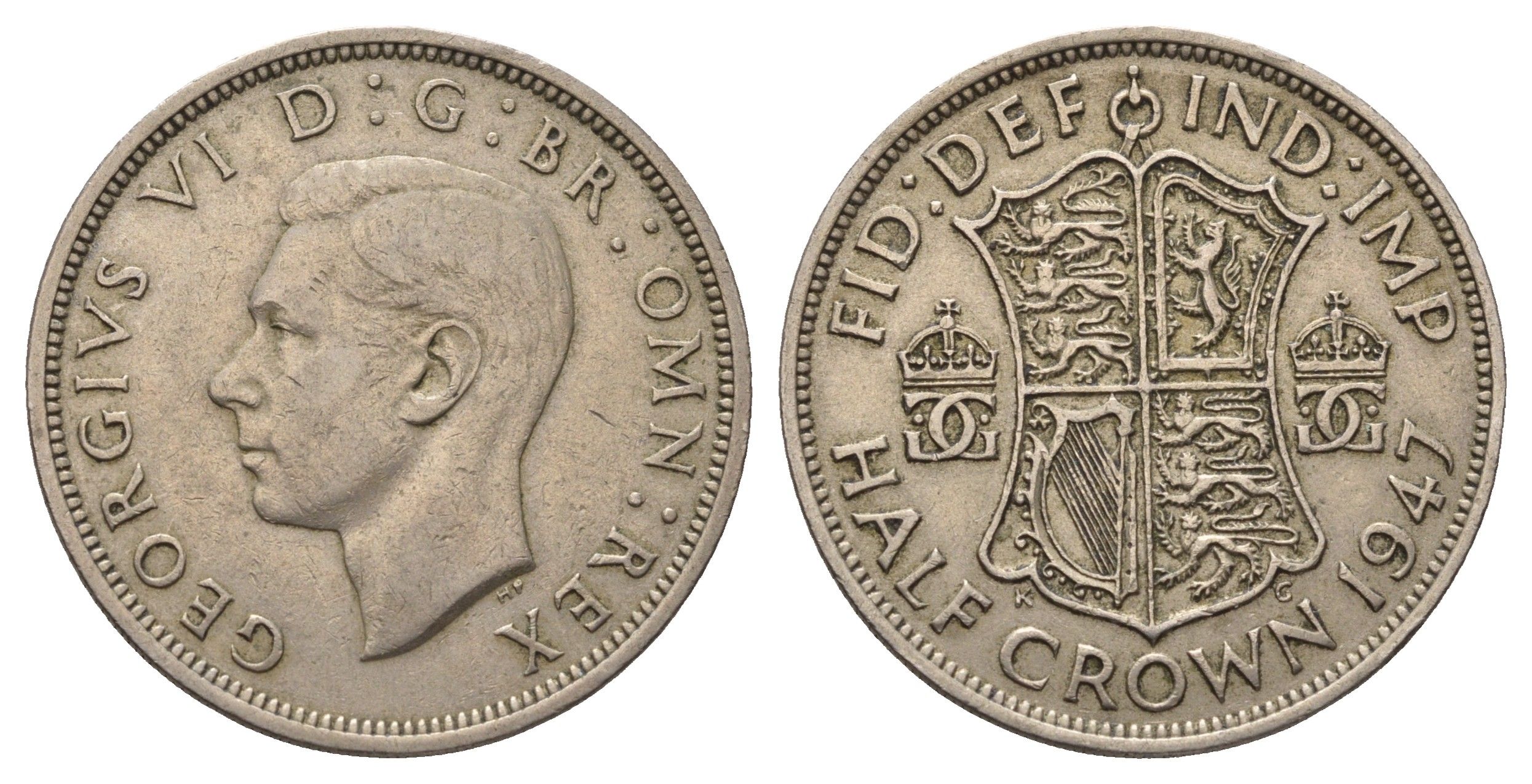 Великобритания 1/2 кроны 1947 Георг VI (1936-1952) KM 866, Spink 4101 медно-никель 4692-424