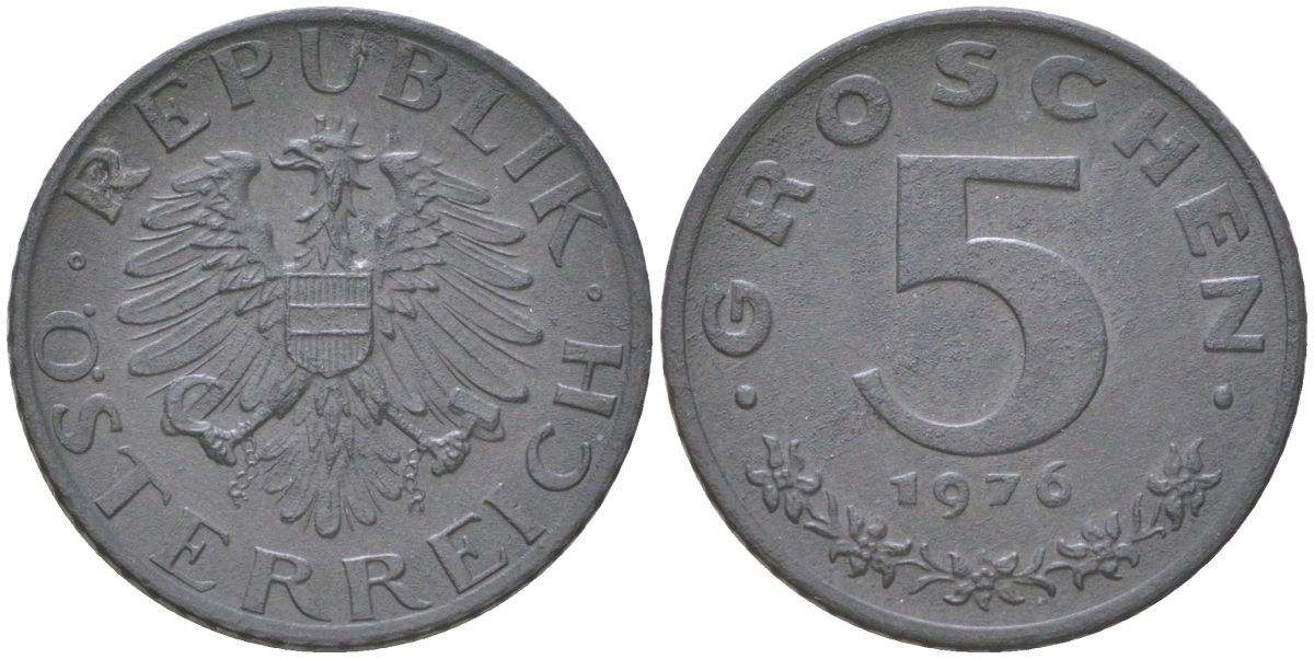 Австрия 5 грошей 1972 KM 2875 цинк aUNC 4613-1156