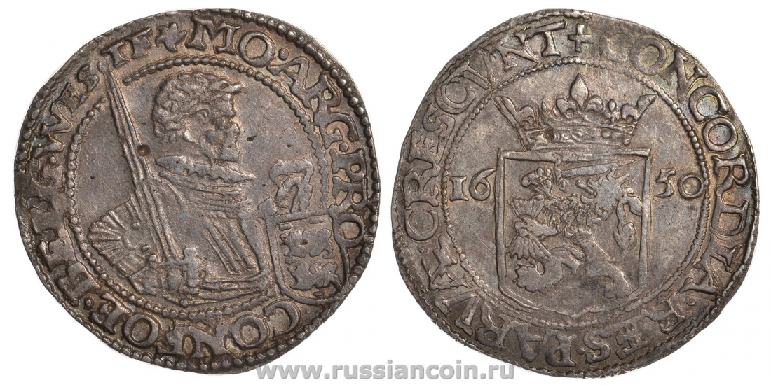 Нидерланды Фрисландия 1 риксдалер 1650 KM 22, Dav. 4829 серебро 00-817-70