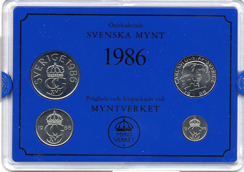 ШВЕЦИЯ НАБОР ИЗ 4 МОНЕТ 1986 04-062-146