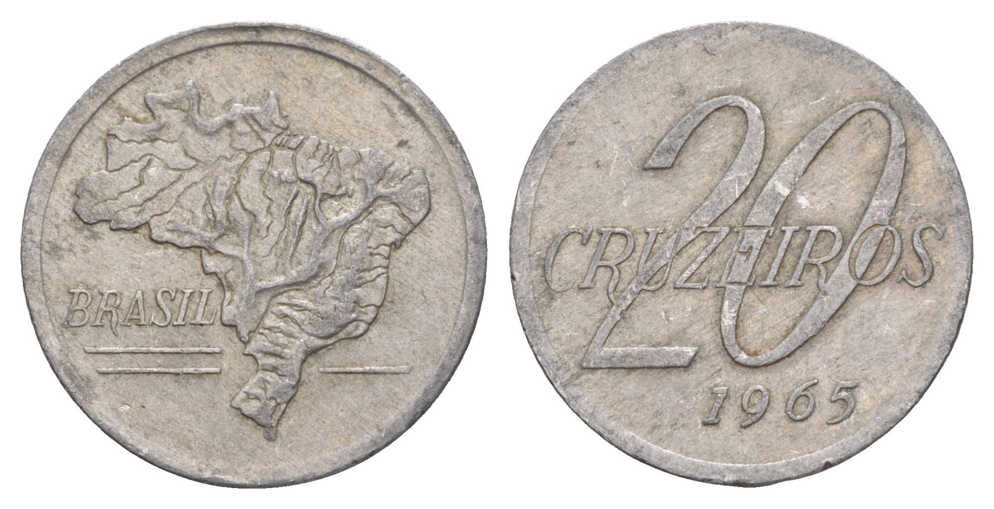 Бразилия 20 крузейро 1965 год-тип KM 573 алюминий 4657-113