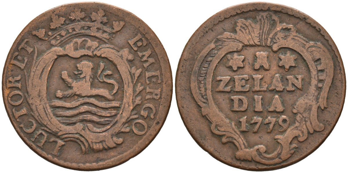 Зеландия (Zeeland), Нидерланды 1 дуит 1779 KM 101 медь 4577-142