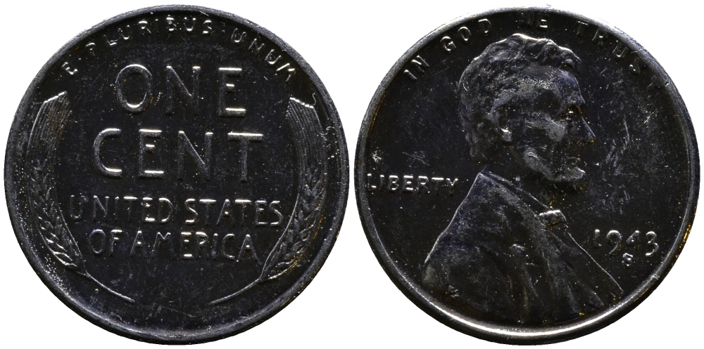 США 1 цент 1943 S (Сан-Франциско), Авраам Линкольн KM 132 a сталь плакированная цинком 4392-1131