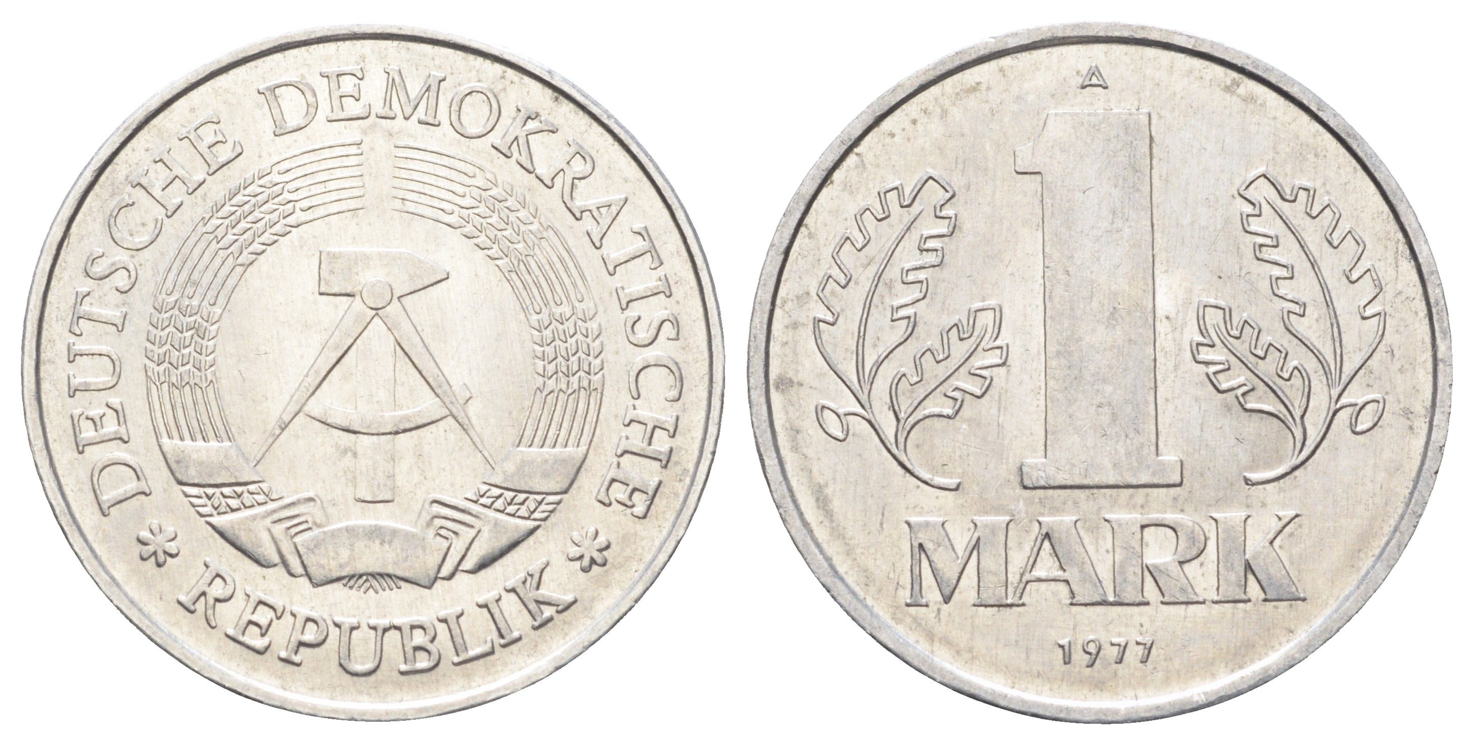 ГДР 1 марка 1977 KM 35.2 алюминий aUNC 4699-954