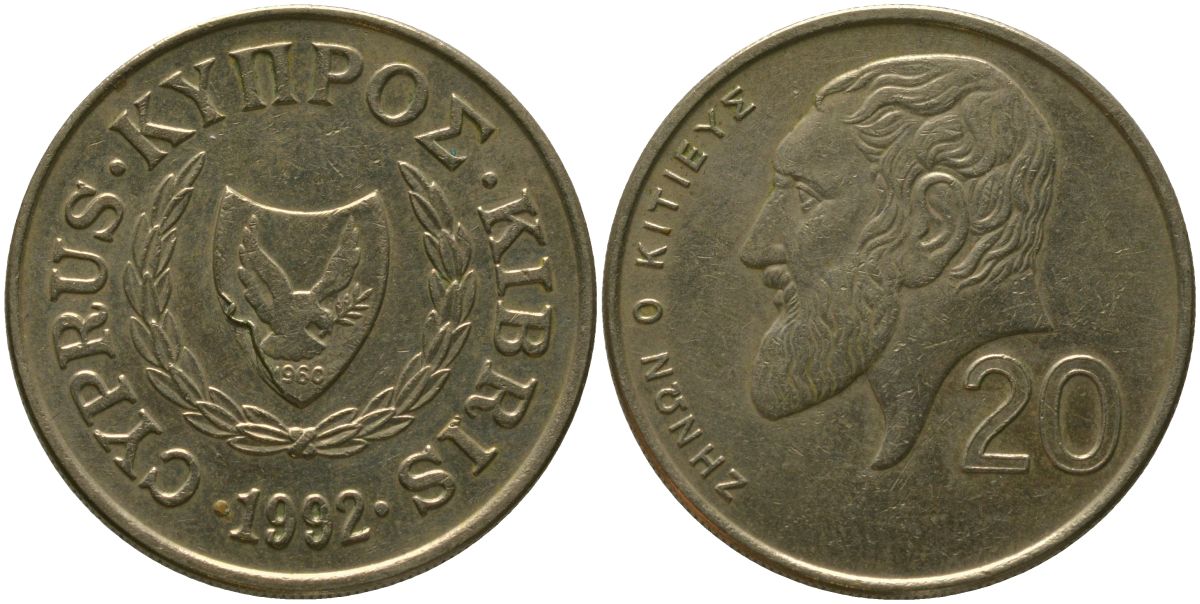 Кипр 20 центов 1992 KM 62.2 никель латунь 4402-221