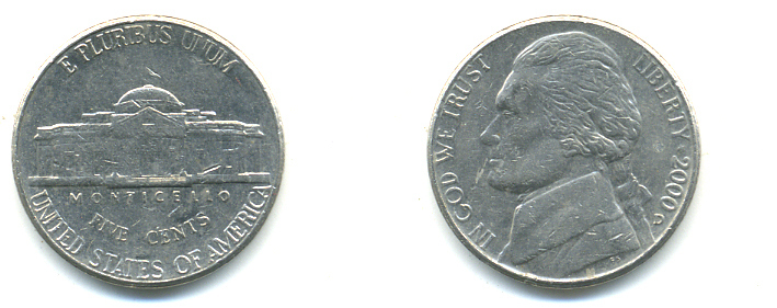 США 5 ЦЕНТОВ 2000 D ДЖЕФФЕРСОН KM А192 медно-никель 179-816