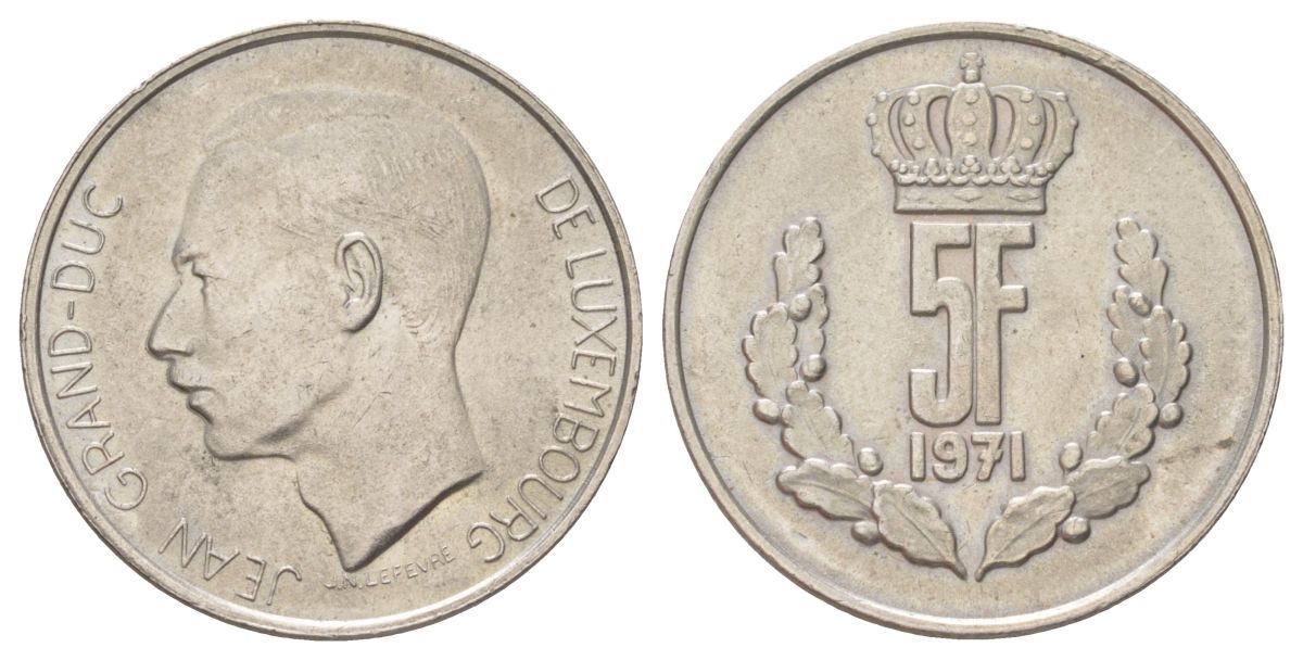 Люксембург 5 франков 1971 KM 56 медно-никель aUNC 4628-1032