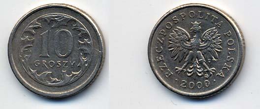 Польша 10 грошей 2000 MW KM 279, Parchimowicz 704g медно-никель 58-1256