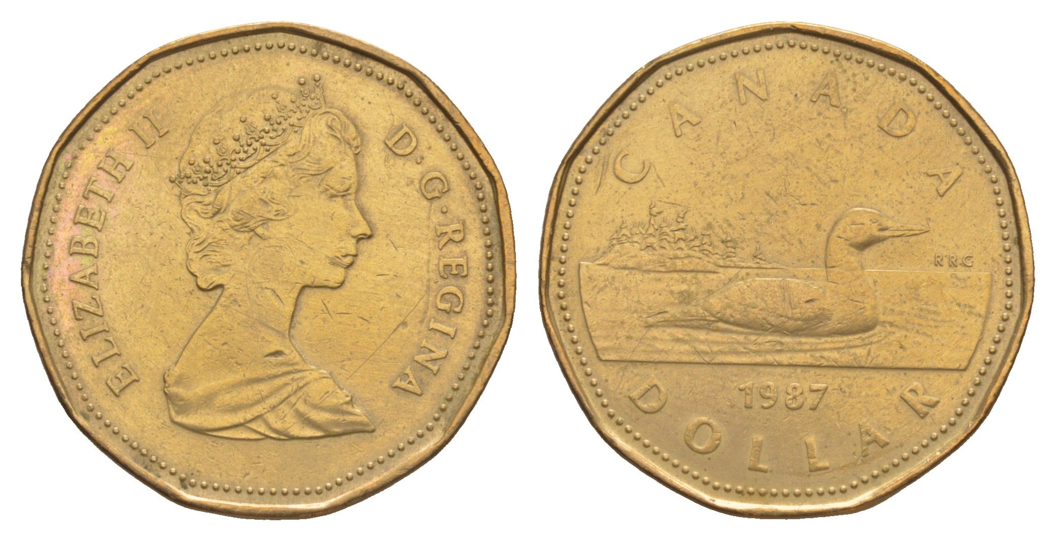 Канада 1 доллар 1987 Елизавета II (1952-2022), утка KM 157 никель плакированный алюминиевой бронзой 4637-954