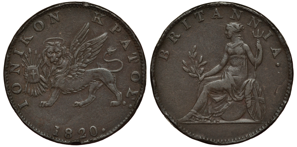 Греция, Ионические острова 2 лепты 1820 Британская администрация (1809-1863) KM 31 медь 650-844