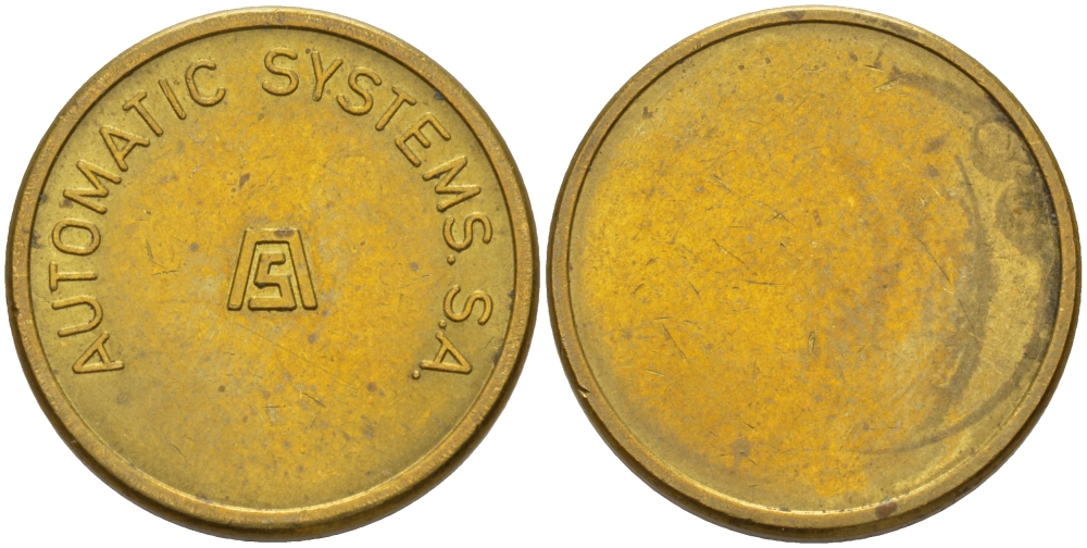 БЕЛЬГИЯ ЖЕТОН ND ФИРМЫ AUTOMATIC SYSTEM S.A., ДИАМЕТР 22 ММ. желтый металл 28-745